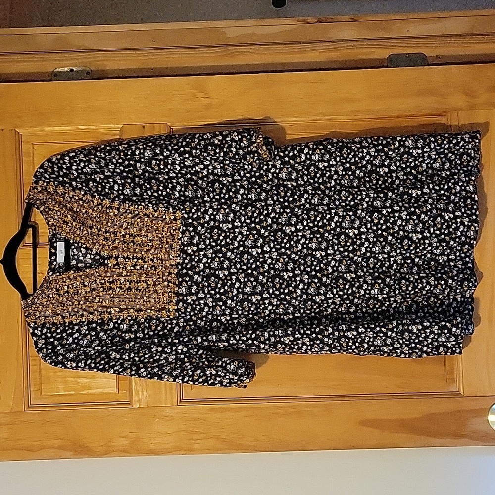 J. Jill blue floral embroidered dress L